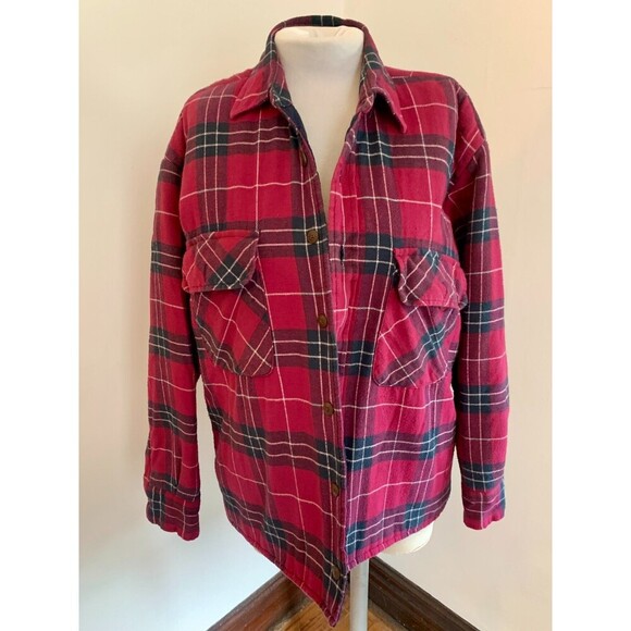 St. John's Bay VTG Barn Chore Coat Jacket Med Plaid 90s Grunge Flannel Lined - Picture 3 of 11